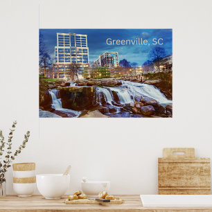 Greenville, South Carolina Downtown Reedy River Poster