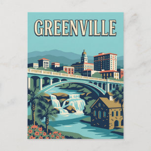 Greenville South Carolina Falls Vintage Poster Briefkaart