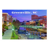 Greenville, South Carolina Reedy River bij Night Perfect Poster (Voorkant)