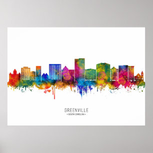 Greenville South Carolina Silhouet Poster