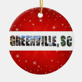 Greenville South Carolina Travel Photos met kerstm Keramisch Ornament