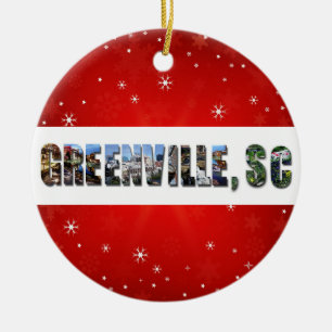 Greenville South Carolina Travel Photos met kerstm Keramisch Ornament