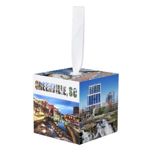 Greenville South Carolina Travel Photos met kerstm Kubus Ornament