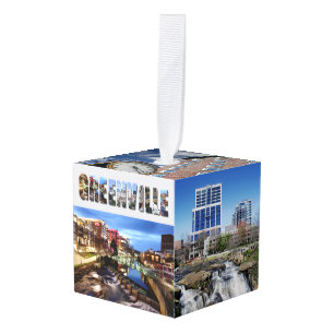 Greenville South Carolina Travel Photos met kerstm Kubus Ornament