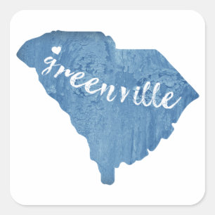 Greenville South Carolina Wood Grain Vierkante Sticker