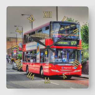 Greenwich naar Peckham Doubledecker Bus Scene Vierkante Klok