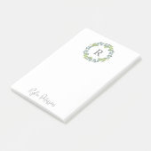 GreenWreath Custom Monogram Post-it Notities Post-it® Notes (Schuin)