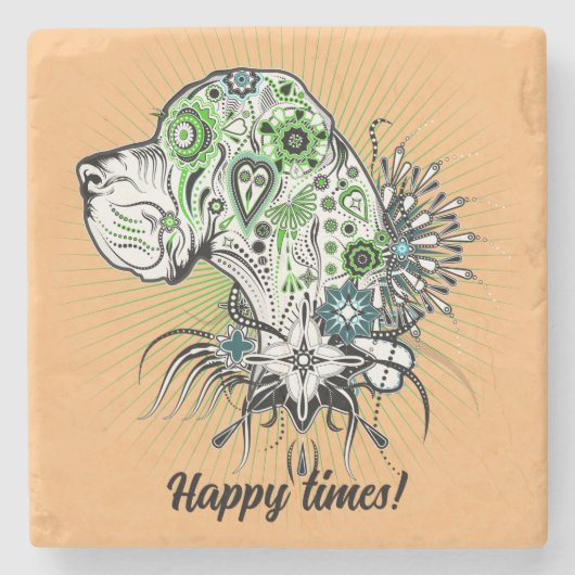 Greeny Great Dane Stone-Onderzetter Stenen Onderzetter (Voorkant)