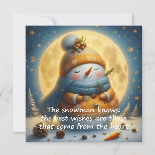 Greeting card with a cute snowman (Voorkant)