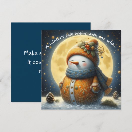 Greeting card with a cute snowman (Voorkant / Achterkant)
