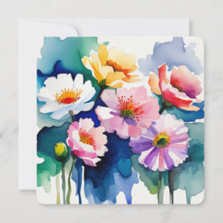 Greeting Card with Watercolor Flowers - 4 Notitiekaartje