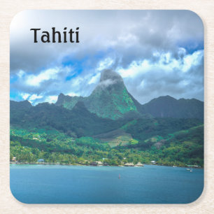 Greeting from Tahiti Vierkante Kartonnen Onderzetter