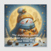 Greeting magnet with a cute snowman (Voorkant)