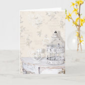 Greetings Card - Shabby Chic Birdcage Kaart (Gele Bloem)
