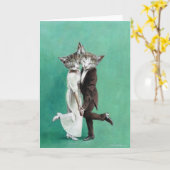 Greetings Card voor  dansende katten Kaart (Gele Bloem)
