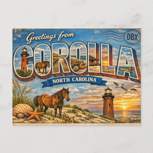 Greetings from Corolla Briefkaart (Voorkant)