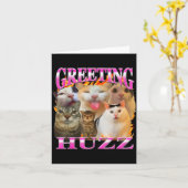 Greetings Huzz Funny Cat Meme Bootleg Graphic Men Kaart (Gele Bloem)