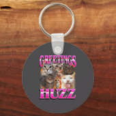Greetings Huzz Funny Cat Meme Bootleg Graphic Men  Sleutelhanger (Voorkant)