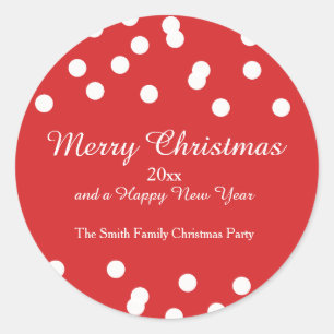 Greetings met rode en witte Confetti Ronde Sticker