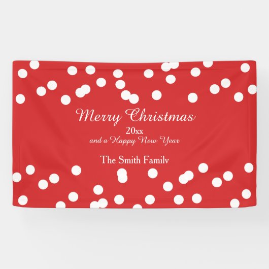 Greetings met rode en witte Confetti Spandoek (Horizontaal)