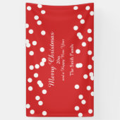 Greetings met rode en witte Confetti Spandoek (Verticaal)