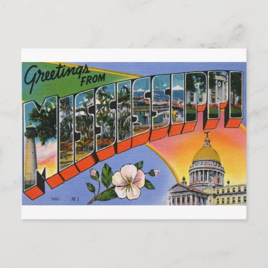 Greetings of Mississippi Briefkaart (Voorkant)