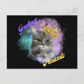 Greetings Peasants Gray Tabby Queen Cat Briefkaart