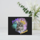 Greetings Peasants Gray Tabby Queen Cat Briefkaart (Staand voorkant)