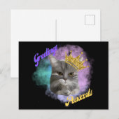 Greetings Peasants Gray Tabby Queen Cat Briefkaart (Voorkant / Achterkant)
