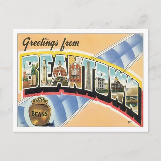 Greetings uit Beantown Boston Briefkaart (Voorkant)