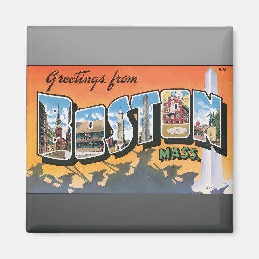 Greetings uit Boston Mass. Magneet (Voorkant)