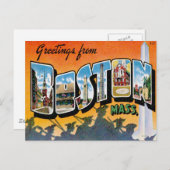 Greetings uit Boston Massachusetts Briefkaart (Voorkant / Achterkant)