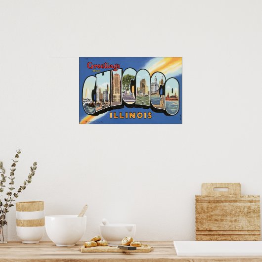 Greetings uit Chicago Illinois,  Poster (Keuken)