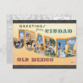 Greetings uit Ciudad Juarez, oud Mexico, Briefkaart (Voorkant / Achterkant)