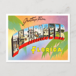 Greetings uit Clearwater, Florida Vintage Travel Briefkaart