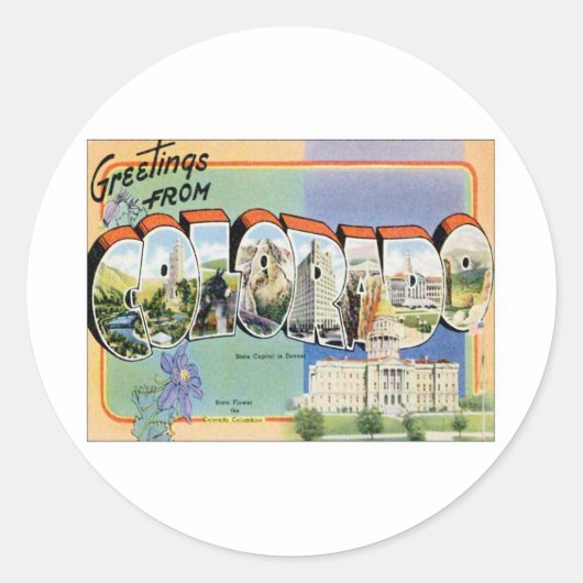 Greetings uit Colorado CO Ronde Sticker (Voorkant)