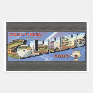 Greetings uit Columbus Ohio, Vintage Rechthoekige Sticker