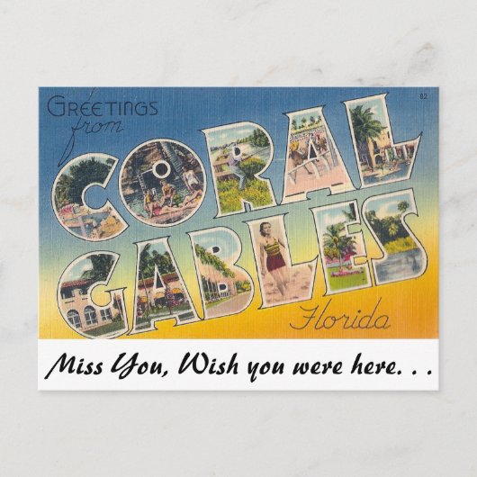 Greetings uit Coral Gables, Florida Briefkaart (Voorkant)