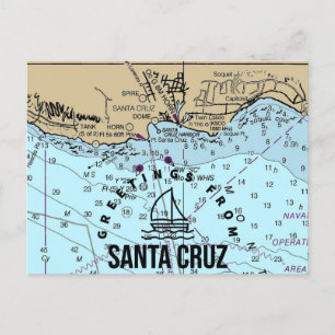 Greetings uit de Nautical Chart van Santa Cruz Briefkaart