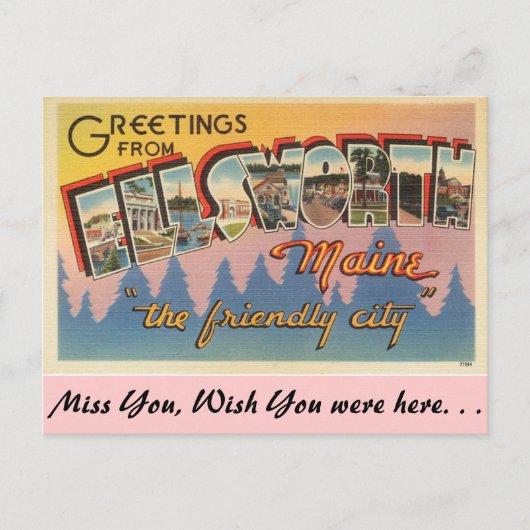 Greetings uit Ellsworth Briefkaart (Voorkant)