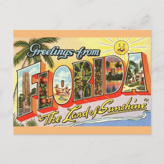 Greetings uit Florida Travel Briefkaart (Voorkant)