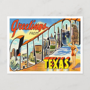 Greetings uit Galveston, Texas Vintage Travel Briefkaart