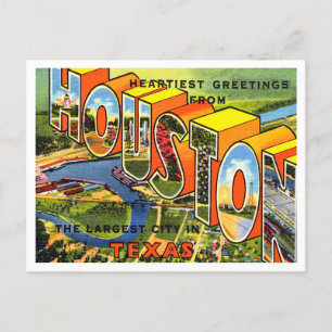Greetings uit Houston, Texas Vintage Travel Briefkaart