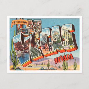 Greetings uit Las Vegas, Nevada Vintage Travel Briefkaart