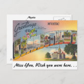 Greetings uit mystic, Connecticut Briefkaart (Voorkant / Achterkant)