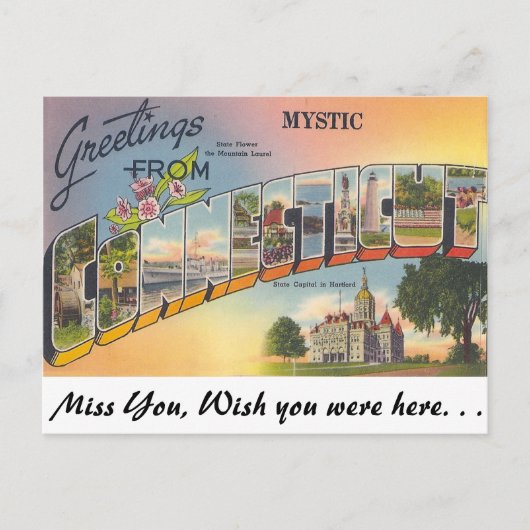 Greetings uit mystic, Connecticut Briefkaart (Voorkant)