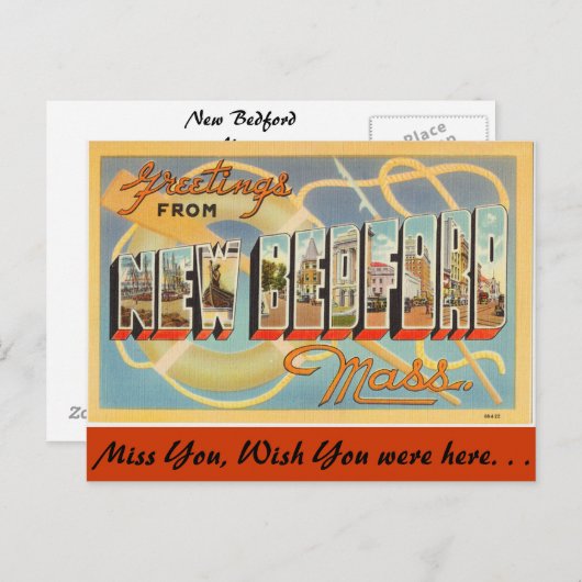 Greetings uit New Bedford Briefkaart (Voorkant / Achterkant)