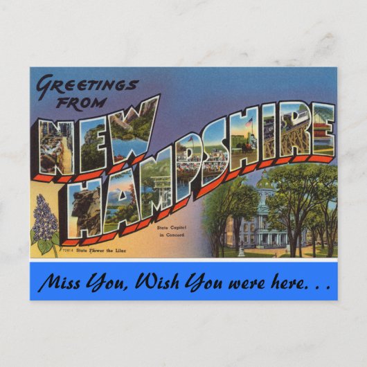 Greetings uit New Hampshire Briefkaart (Voorkant)