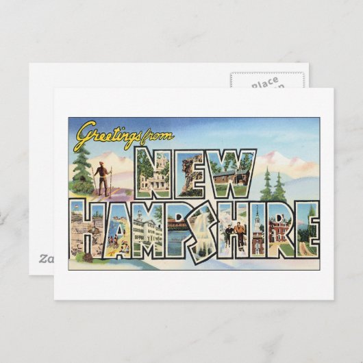 Greetings uit New Hampshire Briefkaart (Voorkant / Achterkant)