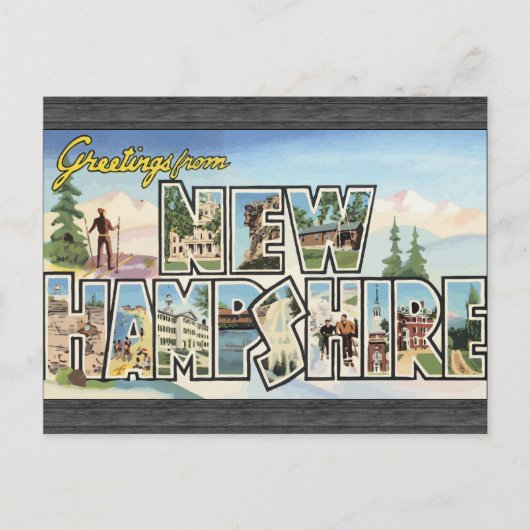 Greetings uit New Hampshire, Vintage Briefkaart (Voorkant)